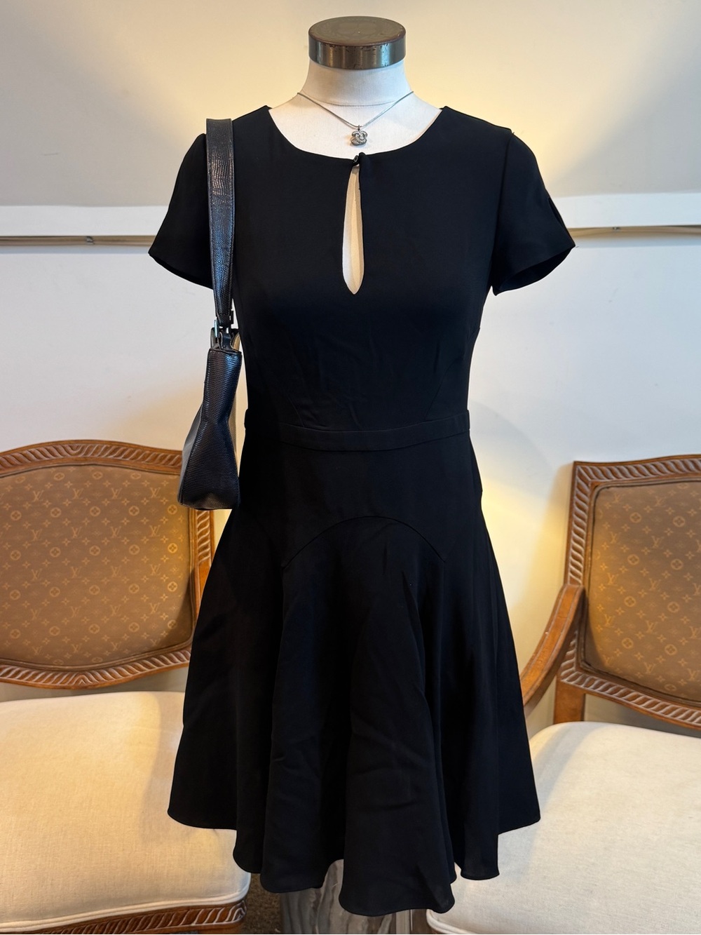 Diane Von Furstenberg Black Fit-and-Flare Mini Dress 2 Preppy Office Siren Goth
